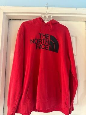 The North Face Red Hoodie with Black Logo